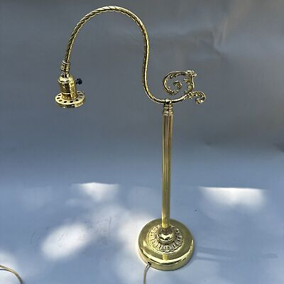 #ad #ad Vintage Antique Brass Finished Goose Neck Desk Table Lamp $329.00