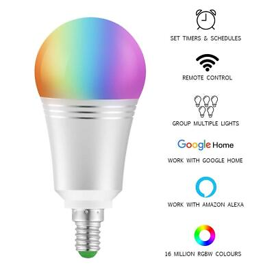 #ad WiFi Smart Bulb LED Lamp 7W 6000K E14 White Voice Control by Alexa amp; Google Home $10.95
