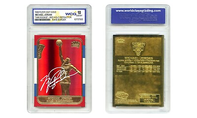 #ad MICHAEL JORDAN 1998 FLEER 23K Gold Card RED PRIZM Rookie Design Refractor GEM 10 $17.95