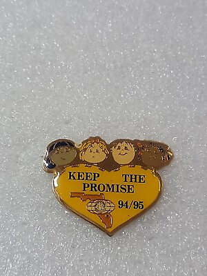 #ad Kiwanis International Keep The Promise 1994 1995 Florida Heart Kids Enamel Pin $13.99