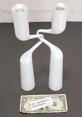#ad Mikaela Dorfel Design White Metal Candlestick Set of 2 Nesting 12.5quot; Tall #2 $151.99