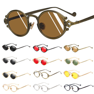 #ad Men Women Vintage Gothic Oval Sunglasses Steampunk Metal Frame Retro Glasses $7.99