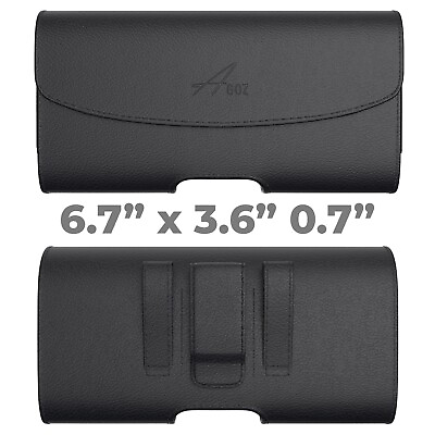 #ad AGOZ 6.7quot; x 3.6quot; x 0.7quot; Horizontal Leather Cell Phone Case Belt Clip Holster $12.89