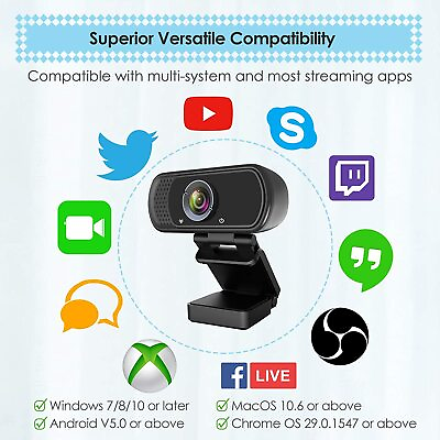 #ad 1080i Full HD USB Webcam PC Desktop amp; Laptop Web Camera Microphone FHD 2K Live $12.70