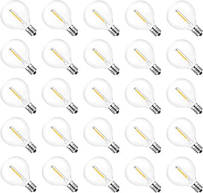 #ad 25Pack G40 LED String Light Bulbs Replacement 1W 11W Equivalent 60LM 2200K Warm $39.30