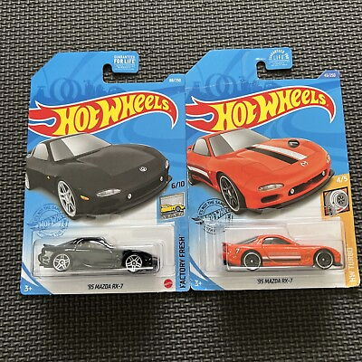 #ad Hot Wheels #x27;95 Mazda RX 7 Black Factory Fresh Orange Mazda Speed Turbo Set $19.95