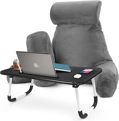#ad Reading Pillow with Portable Laptop Lap Desk Velvet Feel Back Pillow for Sittin $213.99