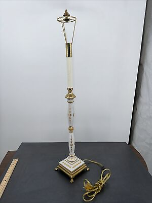 #ad Vintage Frederick Cooper 28” Brass Candlestick Table Lamp Regency Design Feet $162.49