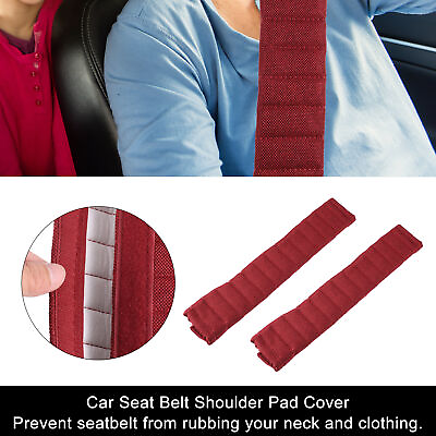 #ad 2pcs Universal 33cm Car Interior Seat Belt Shoulder Pad Cover Wine Red AU $15.73
