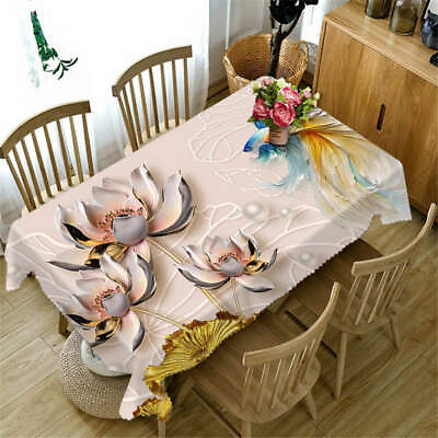 #ad Blue Yellow Koi 3D Tablecloth Table cover Cloth Rectangle Wedding Party Banquet AU $69.00