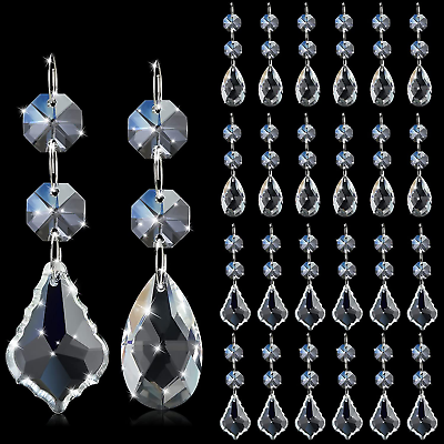 #ad 26 Pack Chandelier Crystals Replacement Set 38 Mm Clear Teardrop Chandelier Crys $24.99