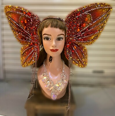 #ad Da NeeNa H959 Red Butterfly Pageant Dance Vegas Drag Cabaret Showgirl Headdress $287.71