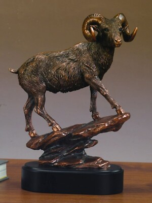 #ad Ram Wilderness Wildlife Montana Sculpture Great Detail Brass Art Bronze $109.50