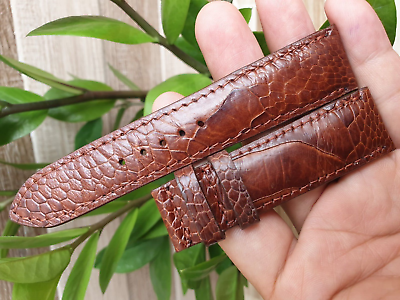 #ad 22 20 GENUINE REAL OSTRICH SKIN LEATHER WATCH STRAP BAND Red Brown Color # 02 $29.00