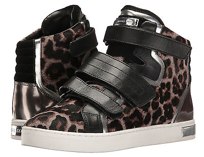 #ad MICHAEL KORS Randi High Top Sneakers Leather Ankle Boots Animal Print Leopard 7 $224.90