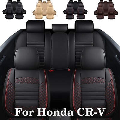 #ad For Honda CR V Car 5 Seat Covers Full Set PU Leather 3D Waist Pillow Cushion Pad $89.99