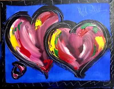 #ad MODERN Valentine HEARTS by Mark Kazav CANVAS Original Oil Painting IMPASTO $99.00
