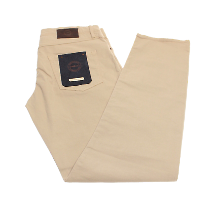 #ad Zanella NWT 5 Pocket Jean Cut Pants Size 34 US Martin Solid Beige Cotton Blend $187.49