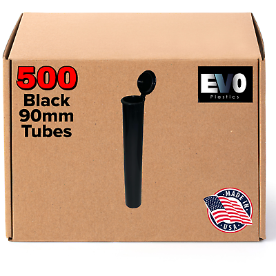 #ad 90mm Black Pre Roll Tubes 500 Bulk Pre Roll Cones Raw 1 1 4 .5g Half G $77.98