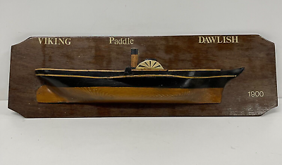 #ad Antique Nautical Plaque Half Hull English Ship Model Paddle Boat Viking Dawlish GBP 180.00