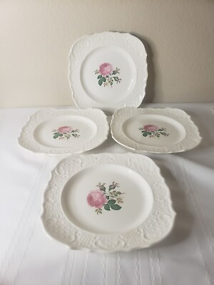 #ad set of 4 Vintage Salad Plates Washington Colonial pink roses JUNE ROSE $14.99