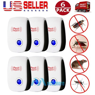 #ad 6 Pack Ultrasonic Pest Reject Control Electronic Repeller Mosquito Cockroach Rat $8.59