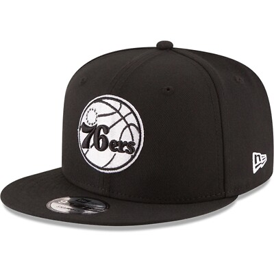 #ad New Era Philadelphia 76ers Black And White 9FIFTY Snapback Adjustable Hat $39.99
