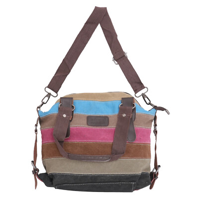 #ad Patchwork Canvas Girls Fashion Multicolor Stripes Shoulder Bag Handbag $27.25