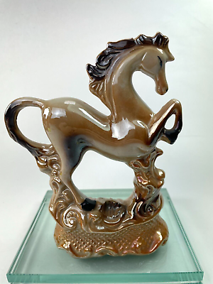 #ad Vintage Stallion Horse Figurine Iridescent Glaze Prancing Festival Brazil Ad5 $13.99