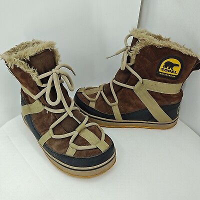 #ad Sorel Winter Boots Glacy Explorer Shortie Elk Waterproof Womens Size 7.5 $36.00