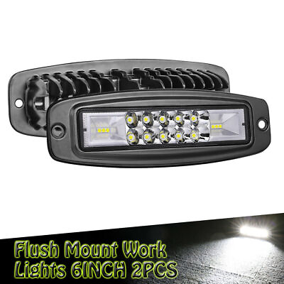 #ad OFFROADTOWN 7#x27;#x27; 96W LED Flush Mount Lights Driving Pods for Pickup Rear Bumper $27.99