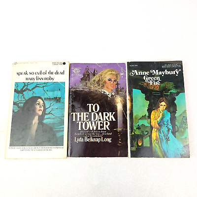 #ad Lot of 3 Vintage Gothic Novel Paperbacks Read Easy Large Type; Maybury Roby Long $17.99