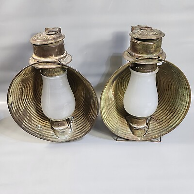 #ad Vintage Rustic Oil Lamp Brass Barn Train Lantern Glass Globe Tallin Mfg. 15 1 2quot; $199.99