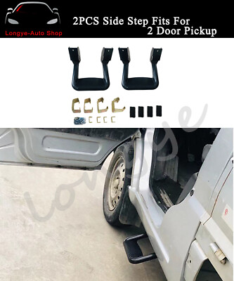 #ad 2PC Side Step Nerf Bar Fits For 2 Door Pickup Pick up Trucks Aluminum Black AU $269.00