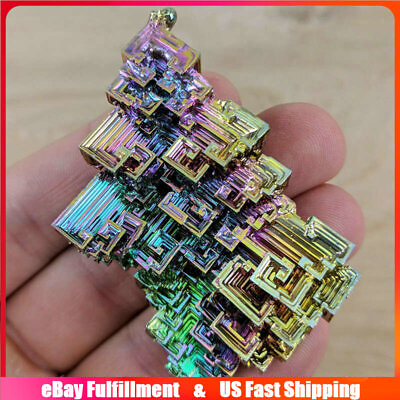 #ad Natural Rainbow Aura Titanium Bismuth Crystal Chakra Healing Stone Ore Specimens $8.35