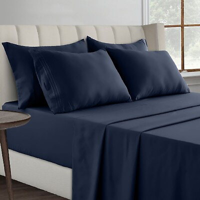 #ad 1800 Series 6 Piece Bed Sheet Set Soft Deep Pocket Twin King Queen Full Sheets $17.99