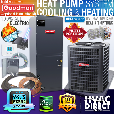 #ad #ad 3 Ton Goodman Heat Pump AC Split System Central Air Conditioner 14.3 SEER2 $3718.30