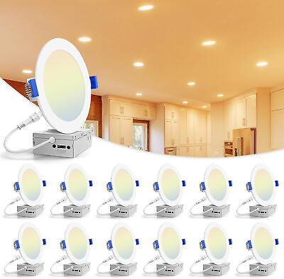 #ad 6 12 24 Pack 4quot; 6quot; Inch Ultra Thin LED Recessed Ceiling Light amp;Junction Box $62.99