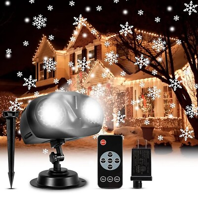 #ad LED Snowflake Christmas Lights Projector Garden Snowfall Landscape Party Decor $21.99