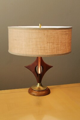 #ad MID CENTURY DANISH MODERN WALNUT TABLE LAMP 1950#x27;S VTG COOL GOOD DESIGN MCM $1499.00