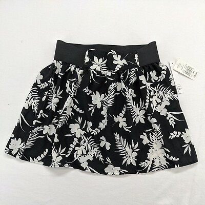 #ad NEW Black White Flower Mini Skirt Pleated Flare Joe B Size S $10.49