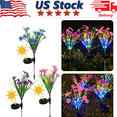 #ad LED Outdoor Solar Garden Flower Light Waterproof Path Lawn Yard Stake Lamp Decor $9.99