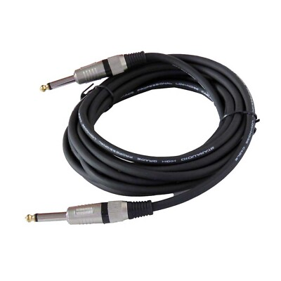 #ad 25ft Instrument Guitar Mic PA Speaker Cable 6.35mm 1 4quot; to 1 4quot; Mono Male Cord $15.98