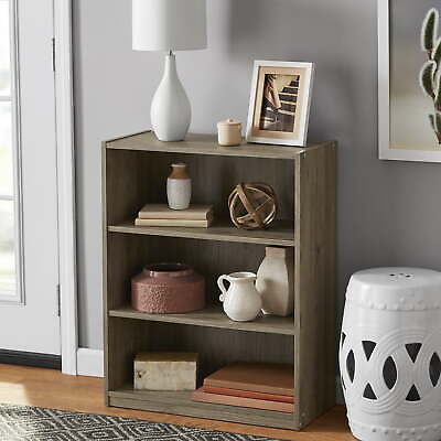 #ad 3 Shelf Bookcase with Adjustable Shelves Rustic Oak $27.36
