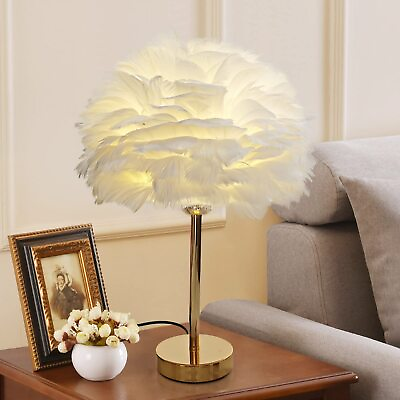 #ad Ru Rao Ostrich Feather Lamp Unique Modern Bedroom Lamps for Nightstand Decor ... $106.67