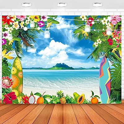 #ad 8X6FT Summer Beach Ocean Backdrops for Photography Blue Sky Seaside Surfboard... $30.67