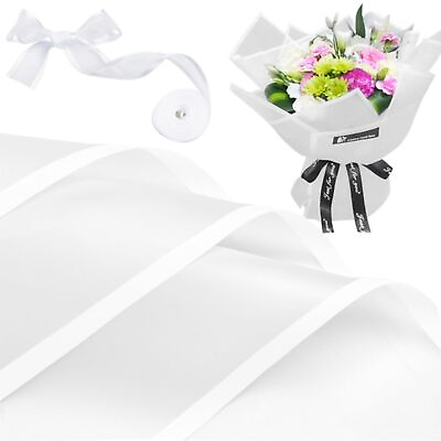 #ad 20 Sheets Flower Wrapping Paper Florist Bouquet Supplies Waterproof White Edg... $17.24