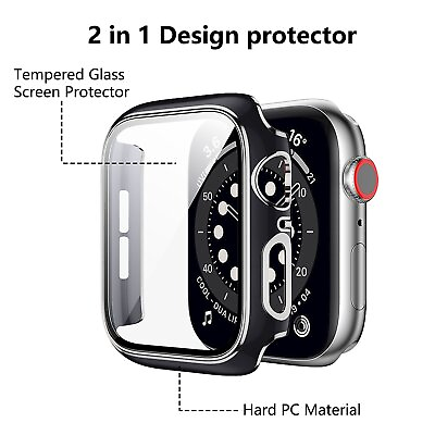 #ad Worryfree Gadgets Bumper Case with Screen Protector for Apple Watch Black Silver $22.20