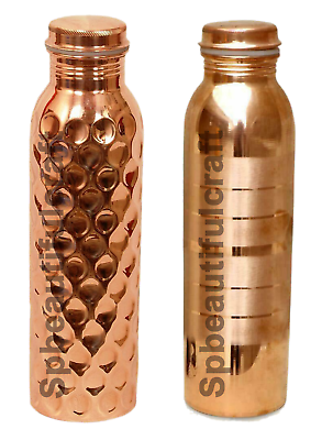 #ad Handmade Copper Water Bottle Silver Touch Diamond Design Tumbler Health Benefits $33.13