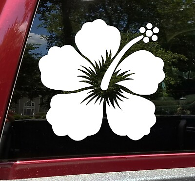 #ad Hibiscus Flower Vinyl Decal V6 Hawaiian Tropical Plant Die Cut Sticker $4.99
